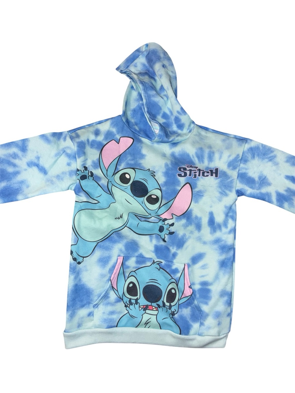 Disney Lilo & Stitch Blue Tie-Dye Kids Hoodie Size 10/12